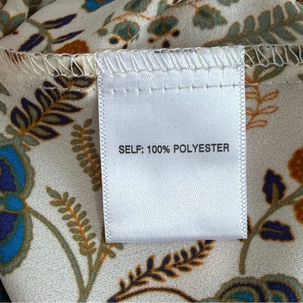 Rose + Olive Womens 3/4 Sleeve Floral Button Up Top Size 3X Cream Green Office - Picture 7 of 8